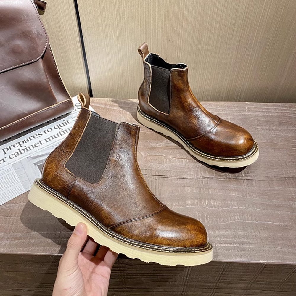รองเท้าบูทเชลซีหนังแท้สไตล์เรโ - Leather Work Oxfords บทวิจารณ์และราคา