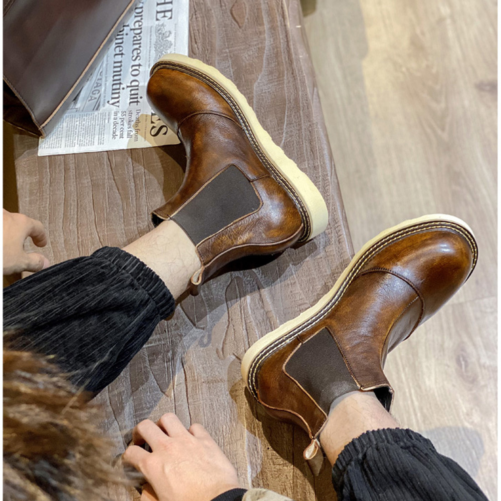รองเท้าบูทเชลซีหนังแท้สไตล์เรโ - Leather Work Oxfords บทวิจารณ์และราคา