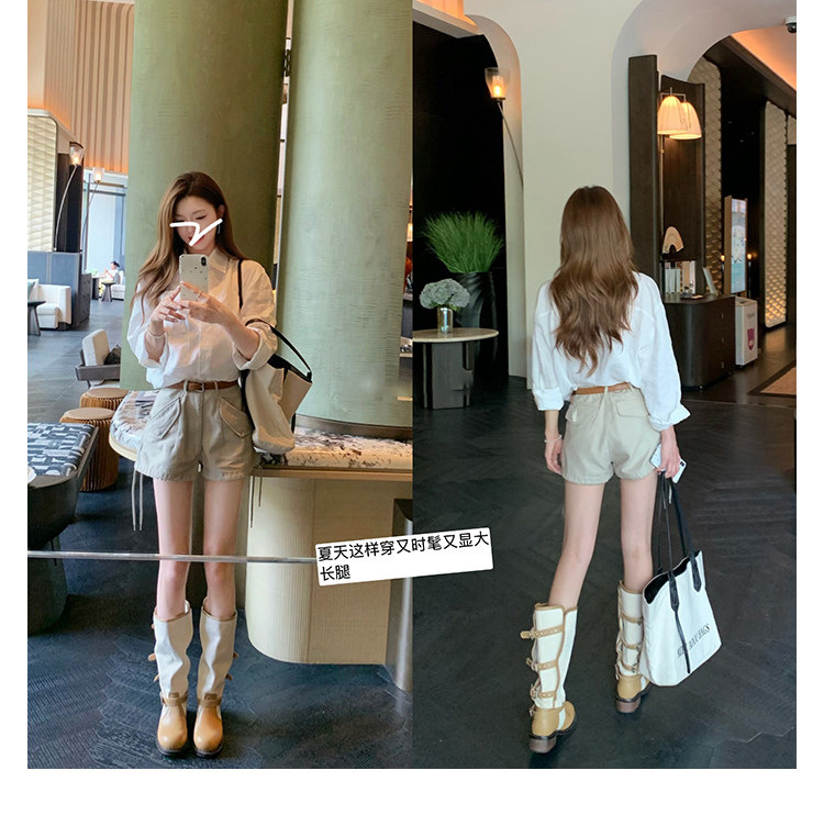 รองเท้าบูทส้นหนา 4 ซม. แบบพับไ - Belt Buckle Blank บทวิจารณ์และราคา